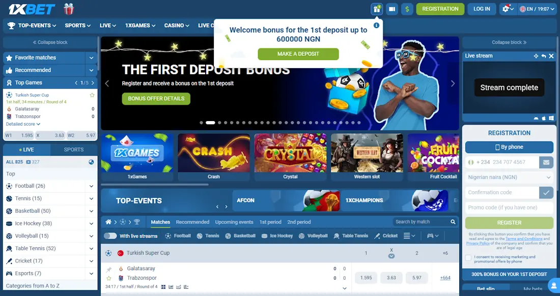 1xBet Sportsbook and Casino Screenshot